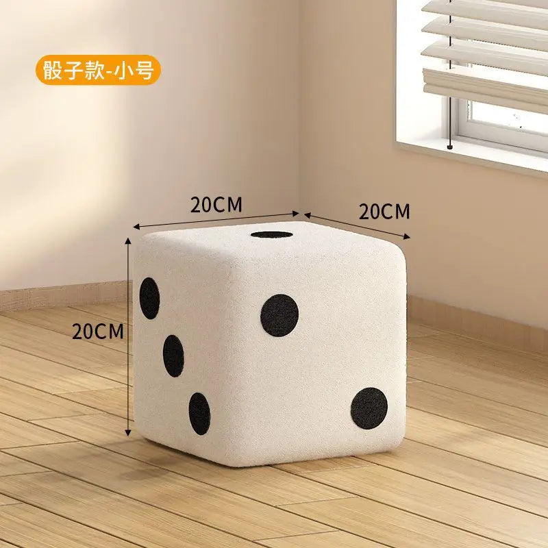 Lamb Velvet Household Dice Shoe Stool Living Room Footstool Creative Ornaments Sofa Stool  Simple Storage Stool