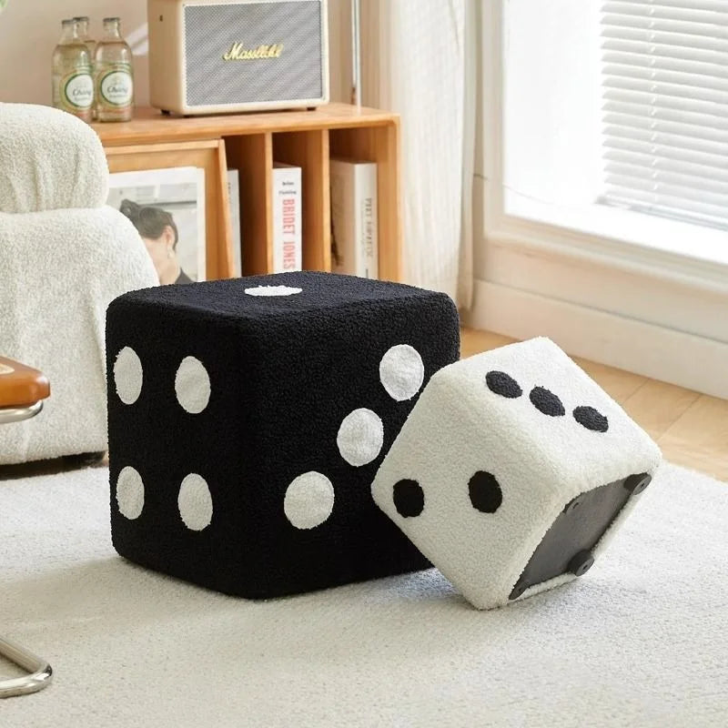 Lamb Velvet Household Dice Shoe Stool Living Room Footstool Creative Ornaments Sofa Stool  Simple Storage Stool