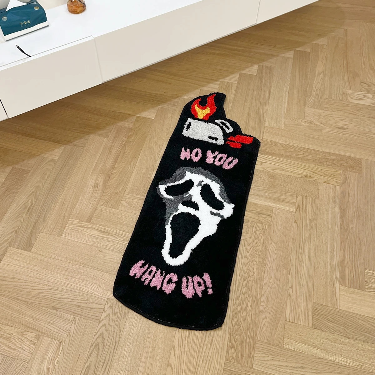 Black Ghost Lighter Flocking Rug Bedroom Rug Bedside Mat Anti Slip Entrance Carpet Flocking Fluffy Floor Doormat Home Room Decor