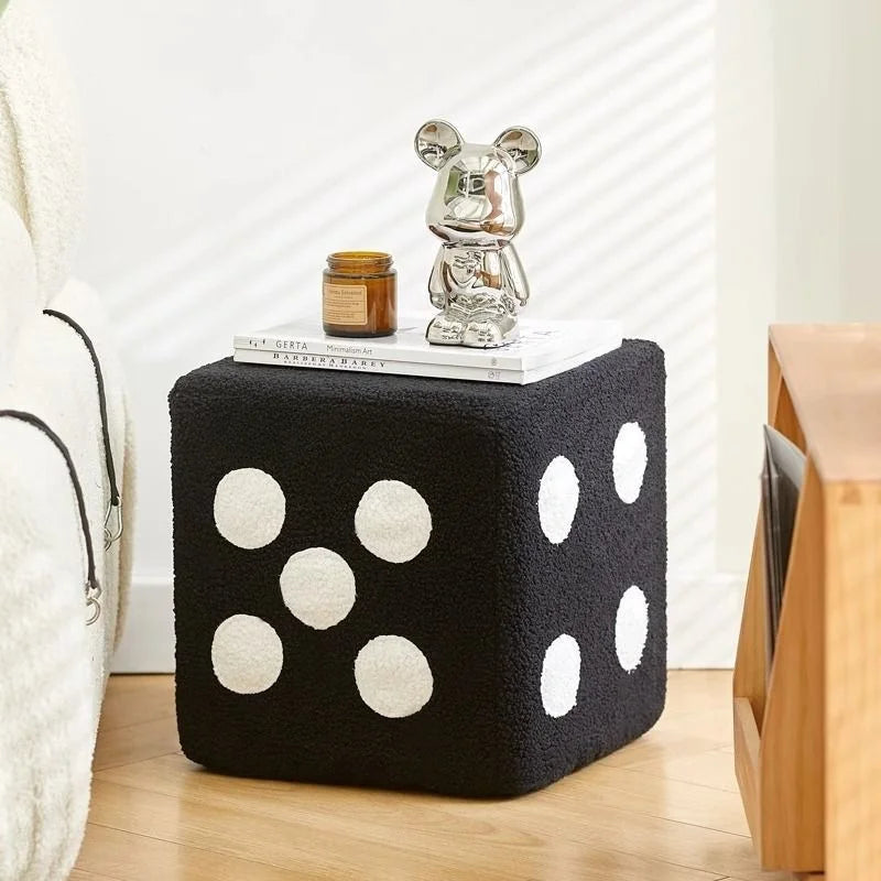 Lamb Velvet Household Dice Shoe Stool Living Room Footstool Creative Ornaments Sofa Stool  Simple Storage Stool