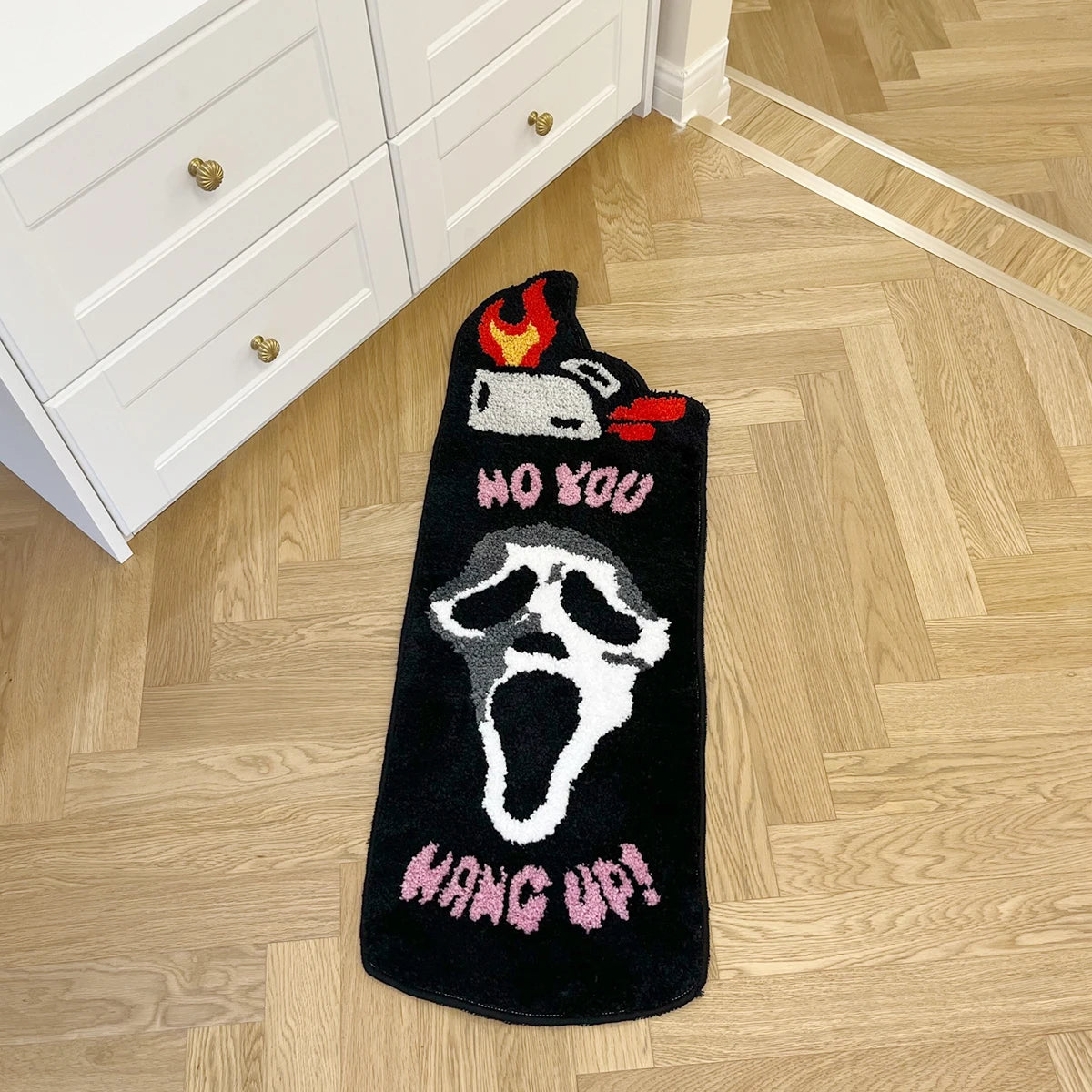 Black Ghost Lighter Flocking Rug Bedroom Rug Bedside Mat Anti Slip Entrance Carpet Flocking Fluffy Floor Doormat Home Room Decor