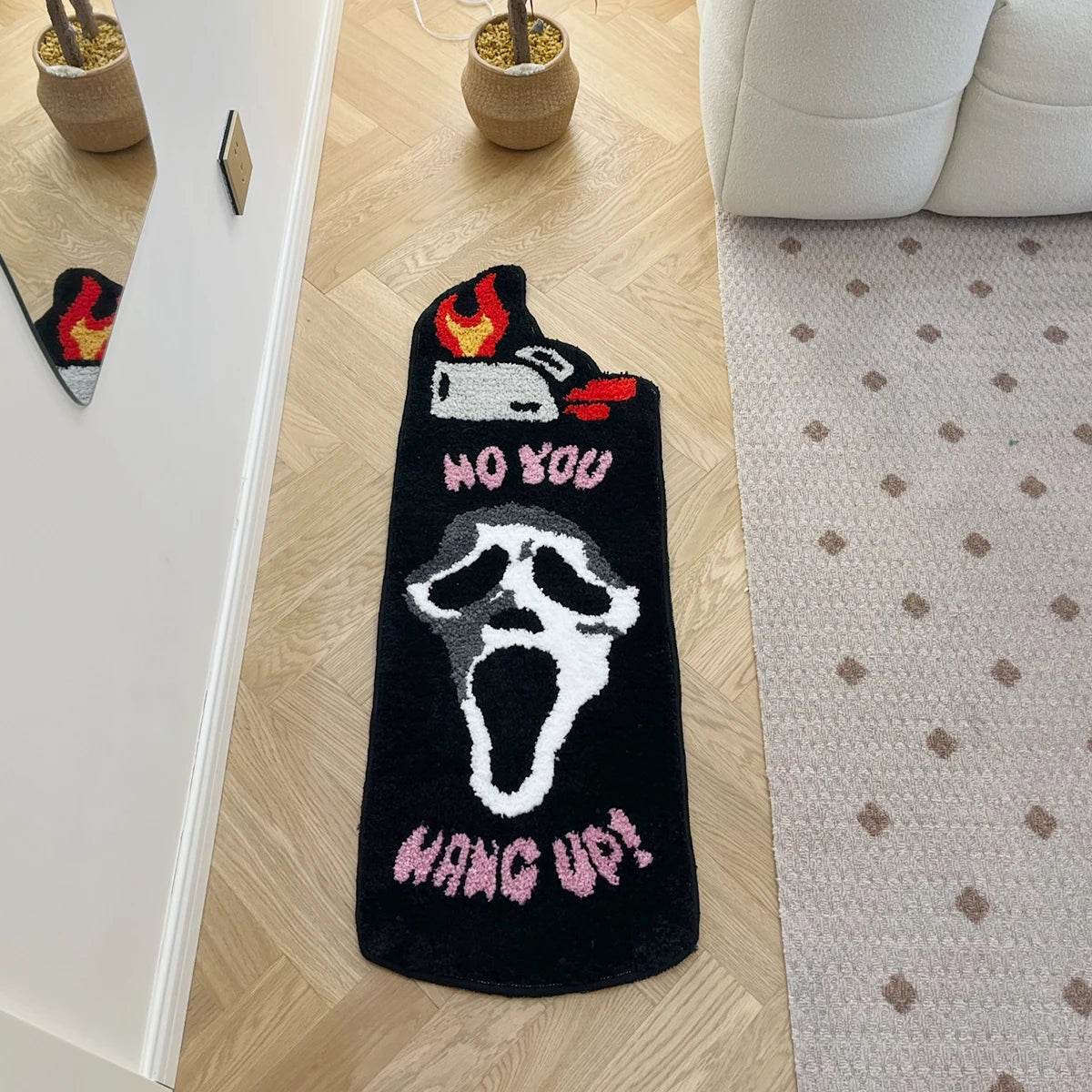 Black Ghost Lighter Flocking Rug Bedroom Rug Bedside Mat Anti Slip Entrance Carpet Flocking Fluffy Floor Doormat Home Room Decor