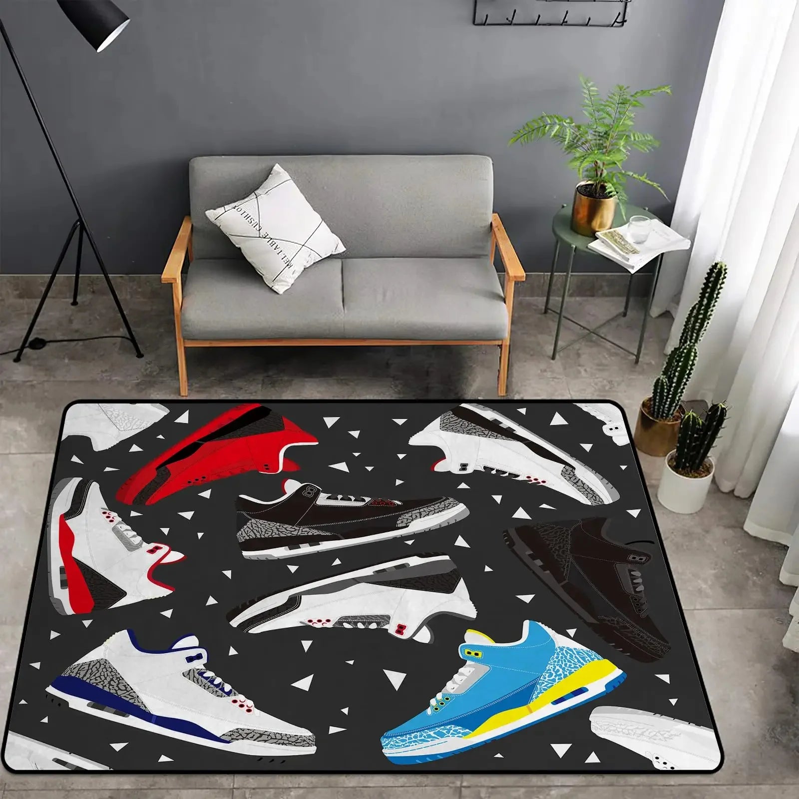 Fashion Basketball Shoes Sneakers Logo Print Carpet Rug for Living Room Corridor Bedroom Door Mat Kid Room Play Floor Mat Gifts