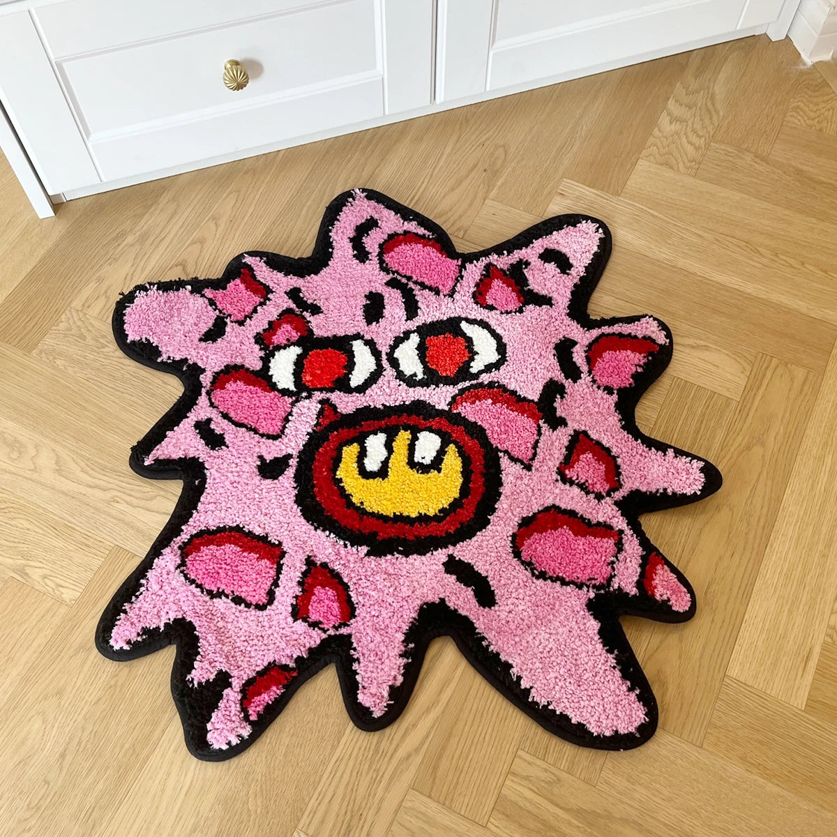 LAKEA Cherry Bomb Rug Strange and interesting Handmade Tufted Carpet Room Decor Kawaii Rug Small Rugs for Bedroom