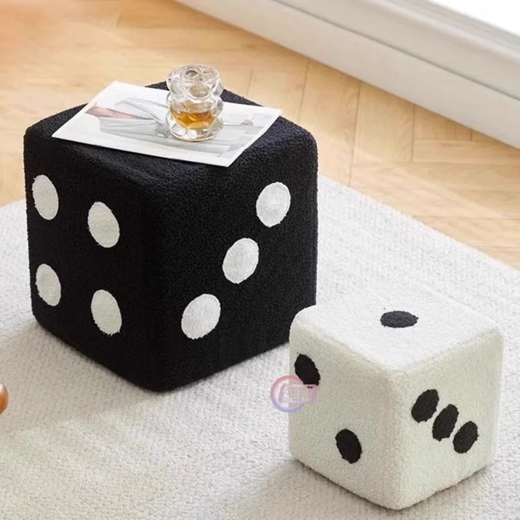 Lamb Velvet Household Dice Shoe Stool Living Room Footstool Creative Ornaments Sofa Stool  Simple Storage Stool