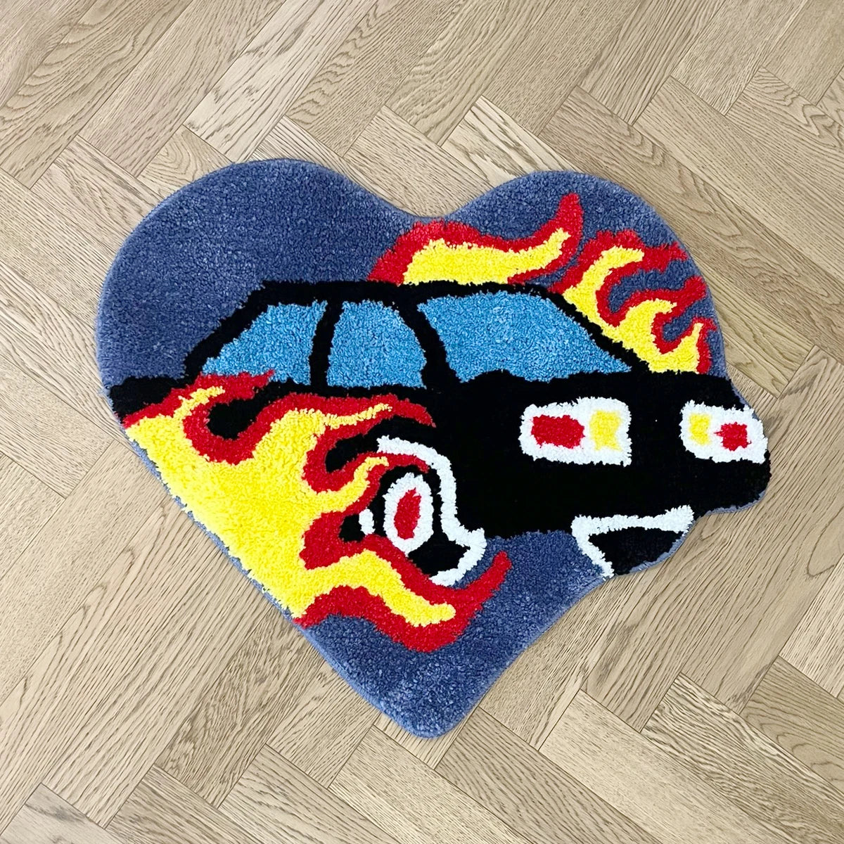 Chic Maillard Tufting Fire Car Living Room Carpet Mini Bedroom Mat Anti Slip Rug Floor Pad Doormat Aesthetic Home Decor 70X58CM