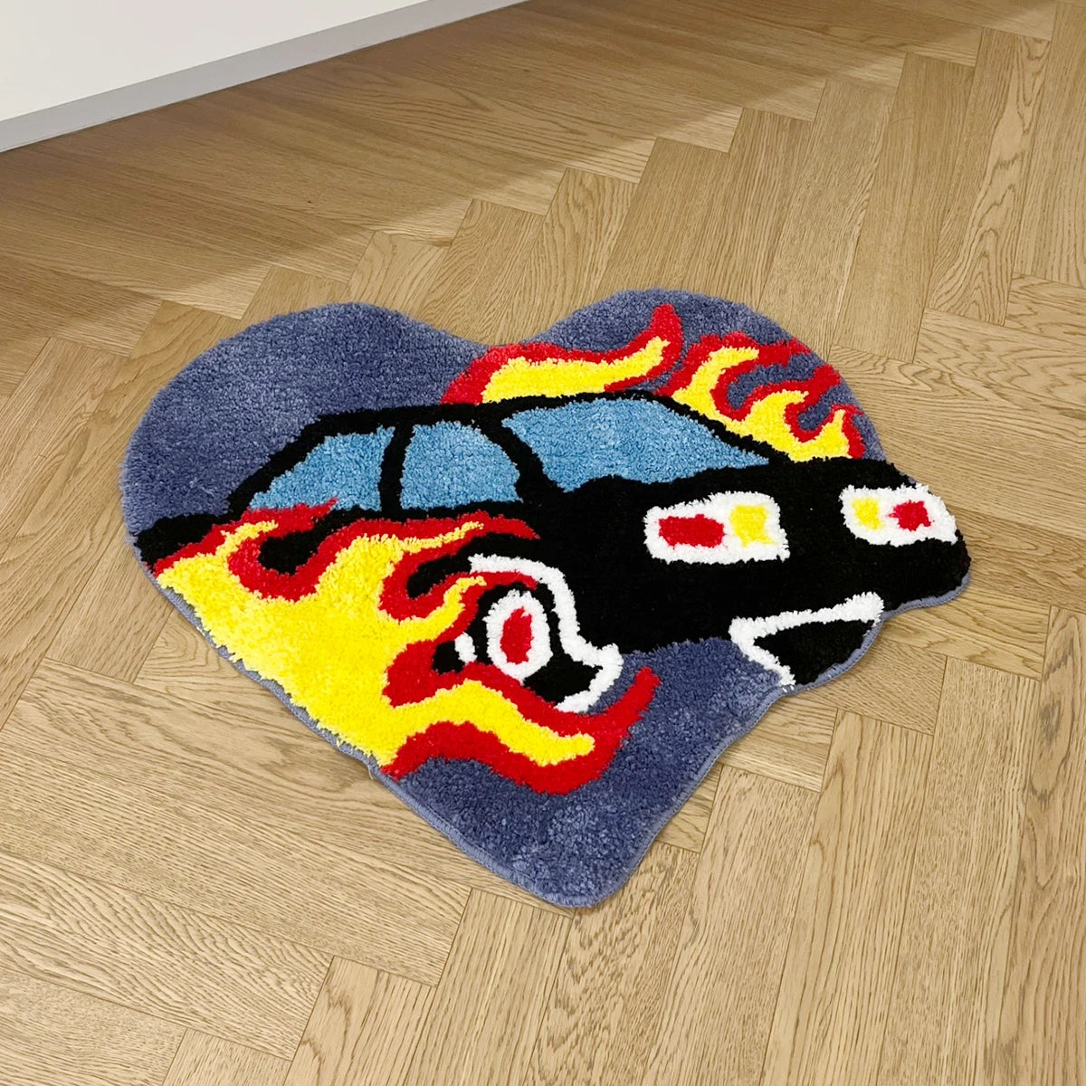 Chic Maillard Tufting Fire Car Living Room Carpet Mini Bedroom Mat Anti Slip Rug Floor Pad Doormat Aesthetic Home Decor 70X58CM