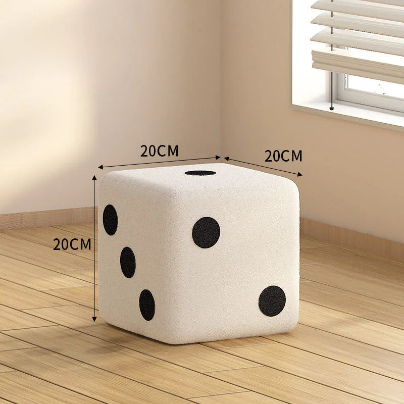 Lamb Velvet Household Dice Shoe Stool Living Room Footstool Creative Ornaments Sofa Stool  Simple Storage Stool