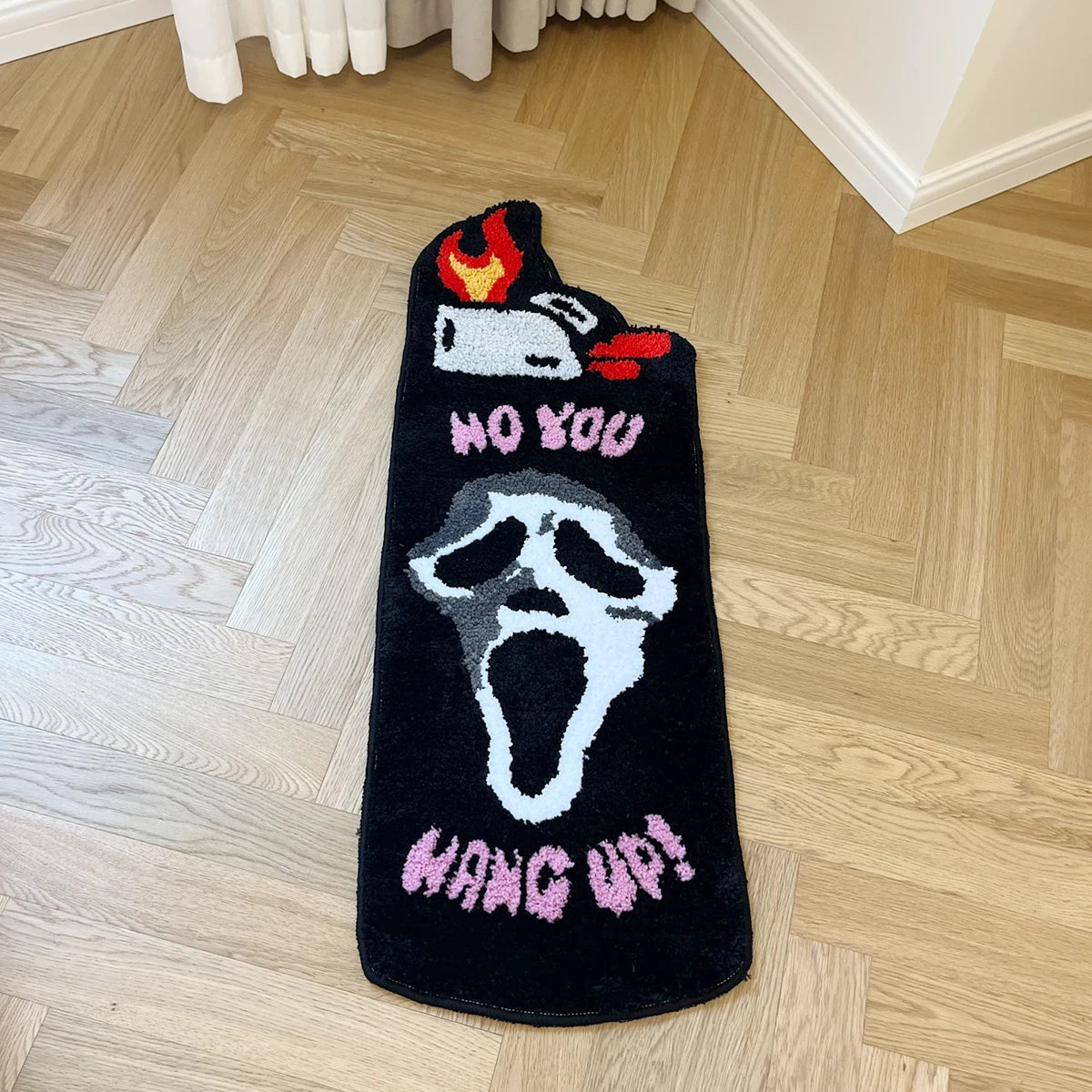 Black Ghost Lighter Flocking Rug Bedroom Rug Bedside Mat Anti Slip Entrance Carpet Flocking Fluffy Floor Doormat Home Room Decor