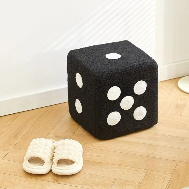 Lamb Velvet Household Dice Shoe Stool Living Room Footstool Creative Ornaments Sofa Stool  Simple Storage Stool