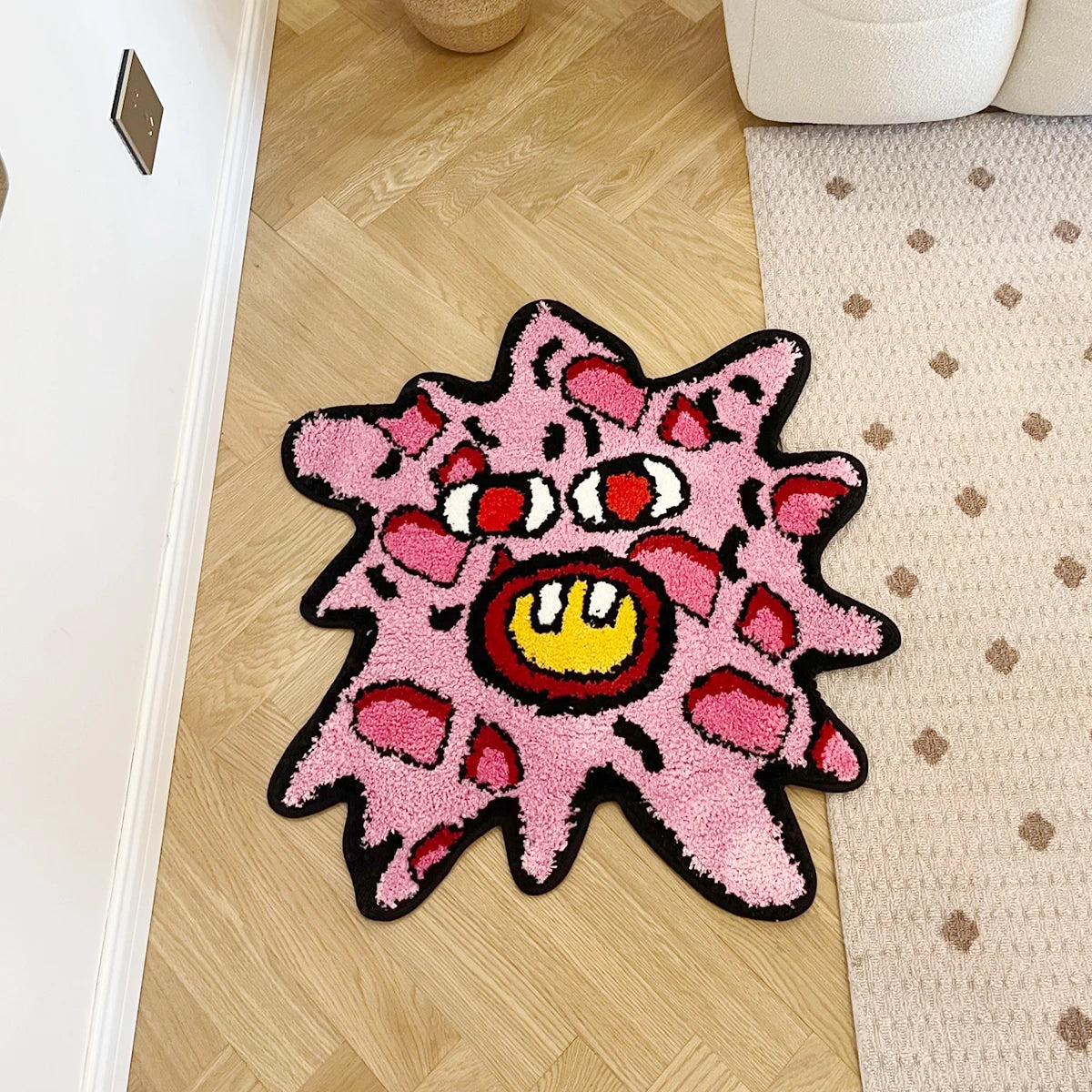 LAKEA Cherry Bomb Rug Strange and interesting Handmade Tufted Carpet Room Decor Kawaii Rug Small Rugs for Bedroom